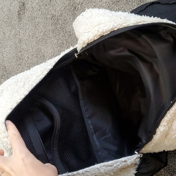 Pink VS Rare Sherpa Large Campus Backpack - Picture 12 of 14